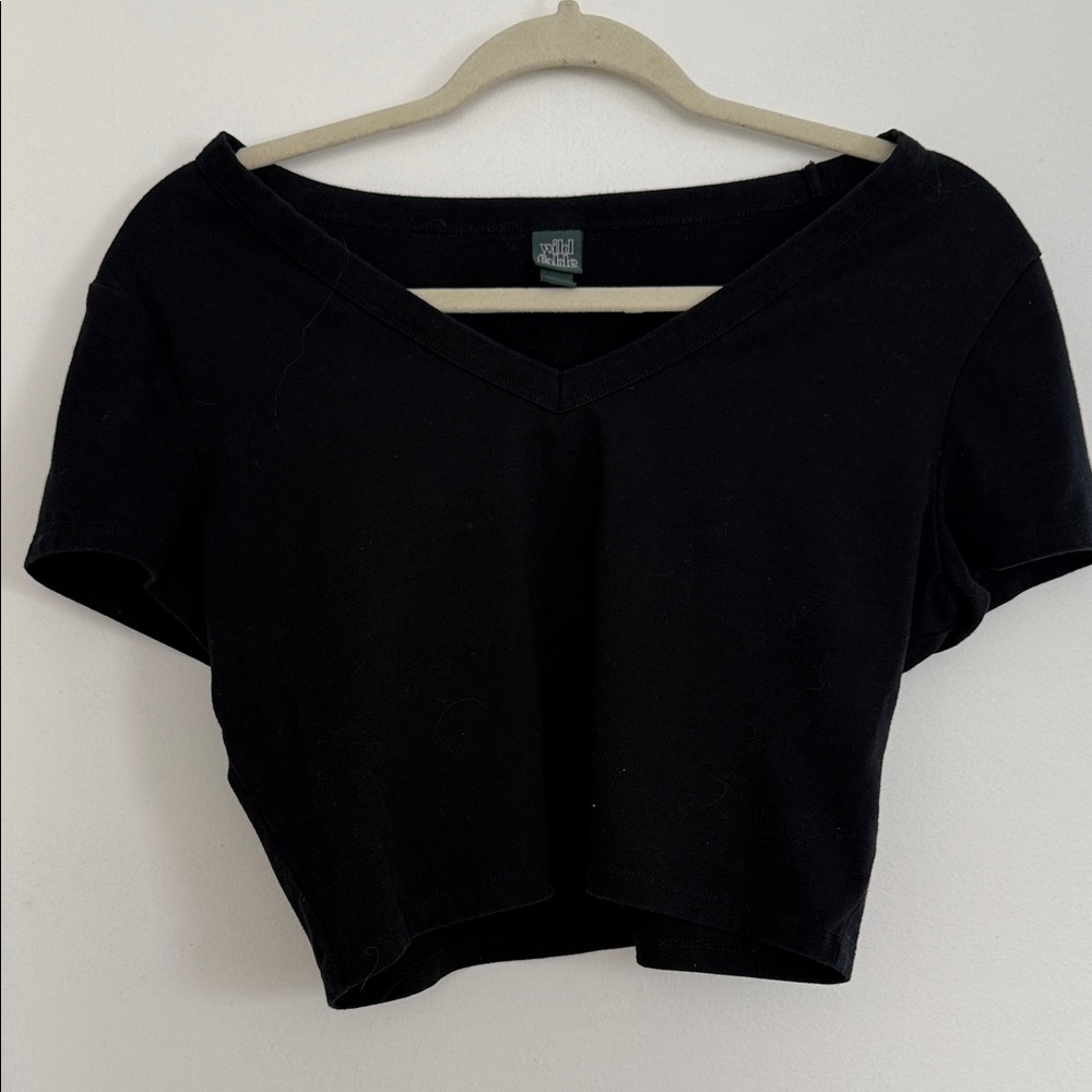 Wild Fable Black V-Neck Crop Top